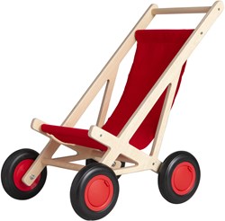 Van Dijk Toys houten poppenwagen / poppenbuggy - Rood (Kinderopvang kwaliteit)