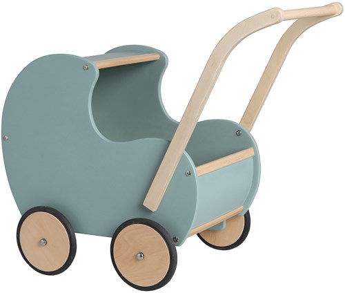 Van Dijk Toys houten speelgoed poppenwagen vintage/retro  - Blauw/groen (Kinderopvang kwaliteit)-3