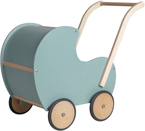 Van Dijk Toys houten speelgoed poppenwagen vintage/retro  - Blauw/groen (Kinderopvang kwaliteit)-2