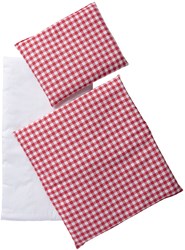 Van Dijk Toys Bedbekleding rood/wit geruit 3-delig - Rood