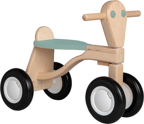 Van Dijk Toys berken houten loopfiets vanaf 1 jaar - Vintage Blauw/Groen(Kinderopvang kwaliteit)