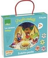 Vilac puzzel vakanties houten progressieve puzzel 4 stuks