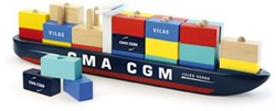 Vilac houten containerschip stapelspel - 34 blokken - educatief speelgoed