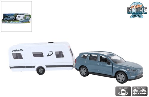 Kids GLOBE Volvo speelgoedauto met caravan 30cm - Volvo EX90