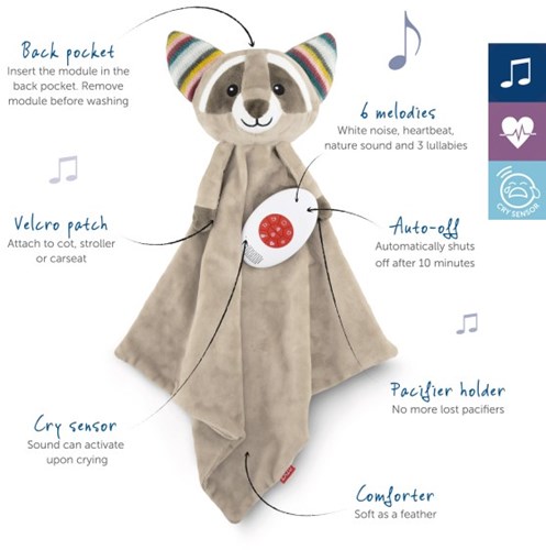 ZAZU - Baby Comforter Racoon - Robin - Grey-2