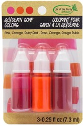 Life of the Party zeepkleurstof set glycerine 3x7,3 ml roze oranje rood