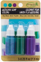 Life of the Party zeepkleurstof set glycerine 3x9 ml blauw turquoise paars creatief speelgoed