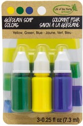 Life of the Party zeepkleurstof set glycerine 3x9 ml geel groen blauw creatief